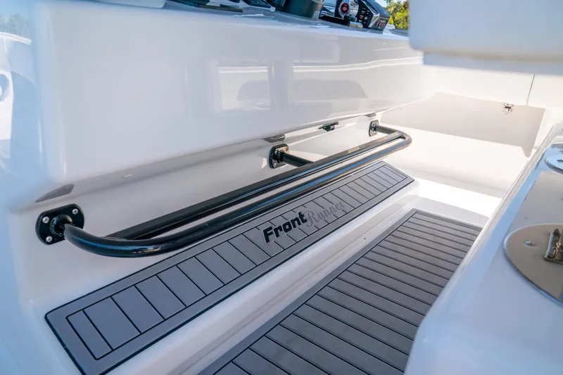 Slide: The Image of 2025 Front Runner 43 Catamaran deck with sleek design and durable flooring. - 37