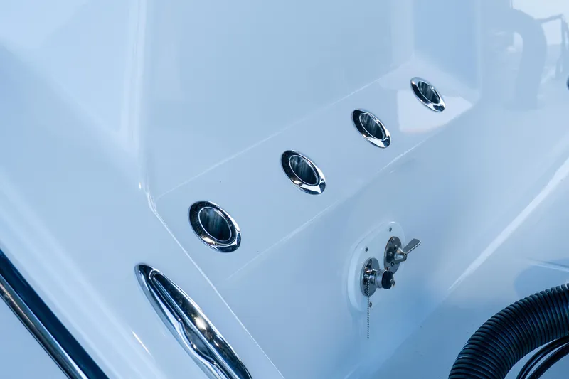 Slide: The Image of Close-up of 2025 Front Runner 43 Catamaran's sleek, modern deck fittings and hardware. - 67