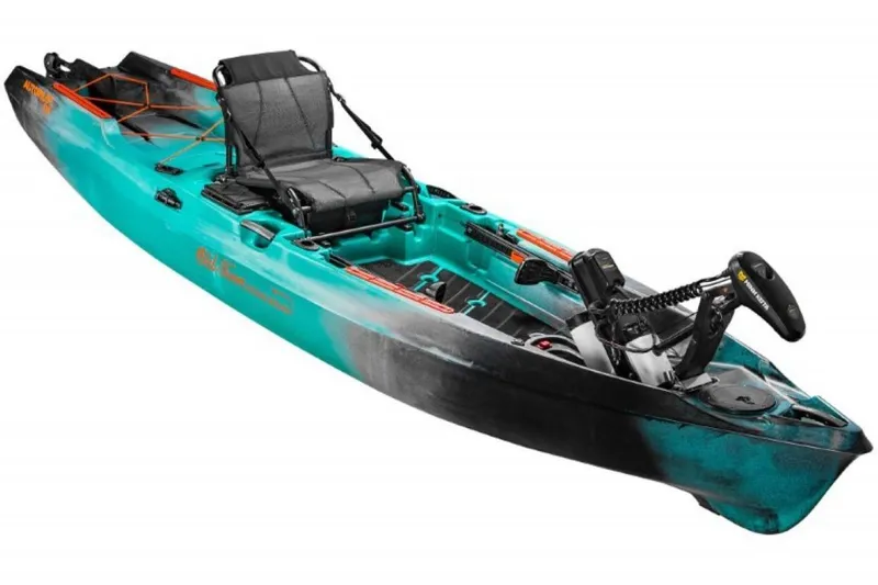 Slide: The Image of 2023 Old Town Sportsman Autopilot 136 kayak with motor and adjustable seat. - 4