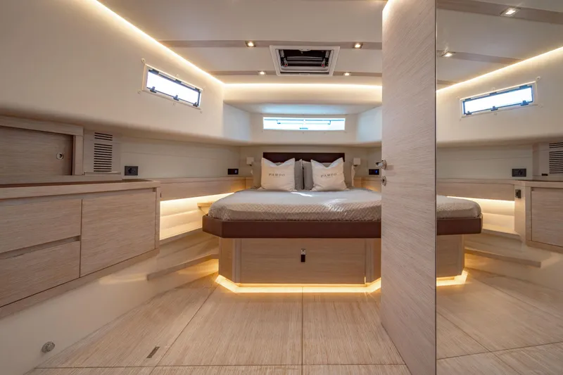 Slide: The Image of Luxurious interior of 2023 Pardo 50 yacht with elegant wood finishes and ambient lighting. - 102