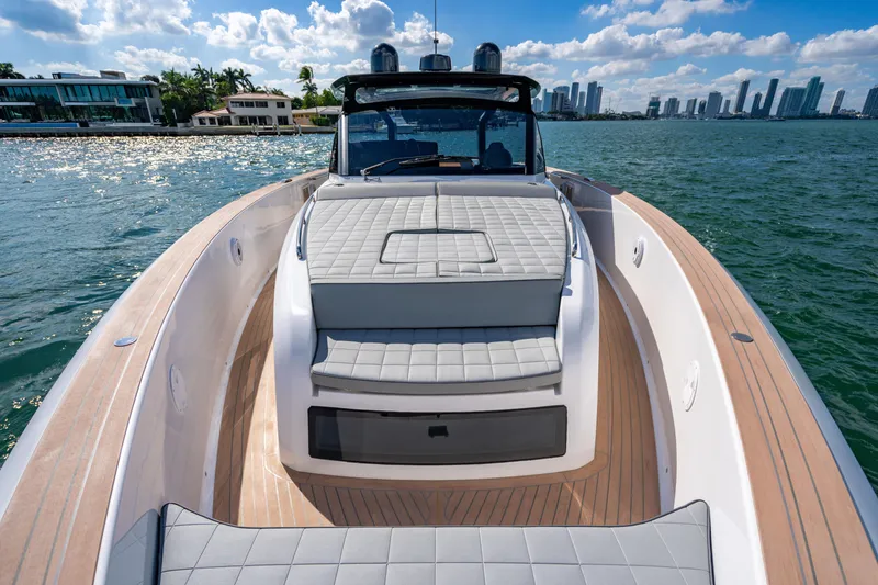 Slide: The Image of Luxury Pardo 50 yacht cruising near city skyline, 2023 model. - 88