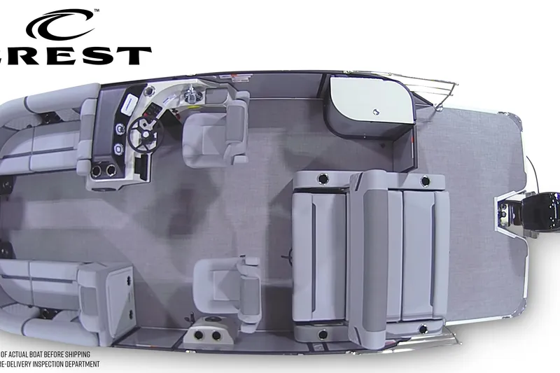 Slide: The Image of Top view of 2026 Crest Conquest 230 SLSC pontoon boat with spacious seating layout. - 6