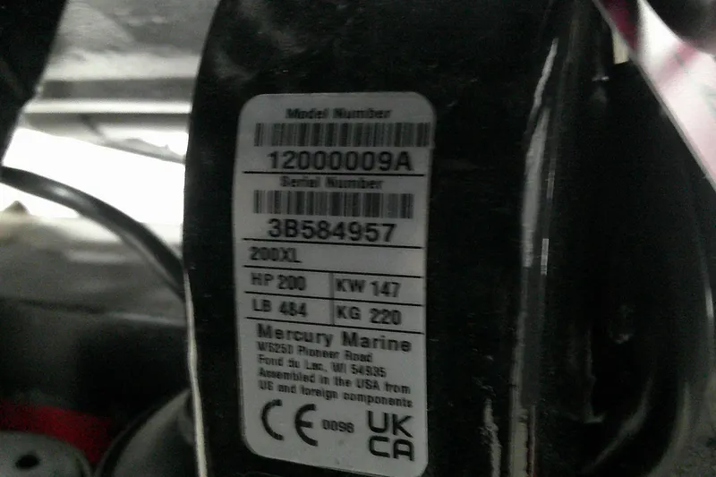 Slide: The Image of Label on Mercury Marine engine, model 200XL, 200 HP, 2026 Tahoe 2150. - 7