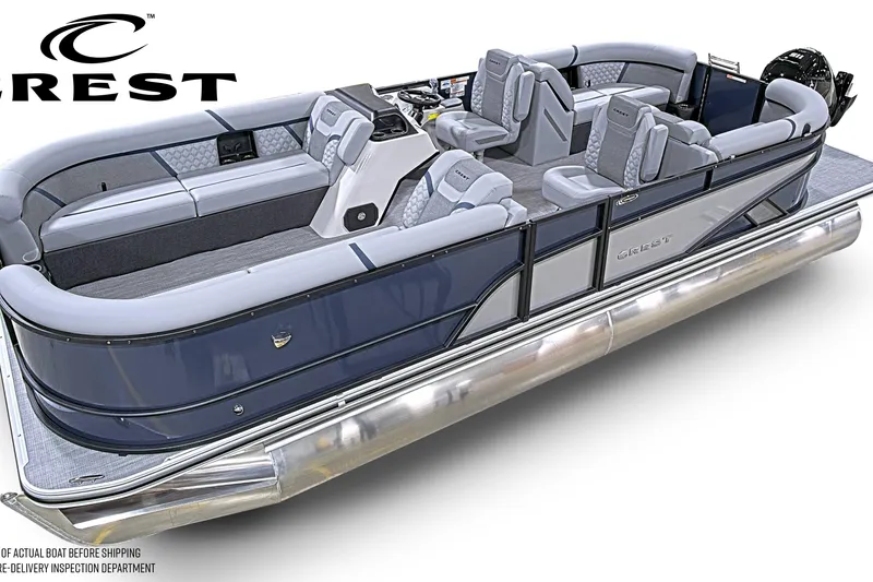 The Image of 2026 Crest Conquest 230 SLC pontoon boat with luxurious seating and sleek design. - 0