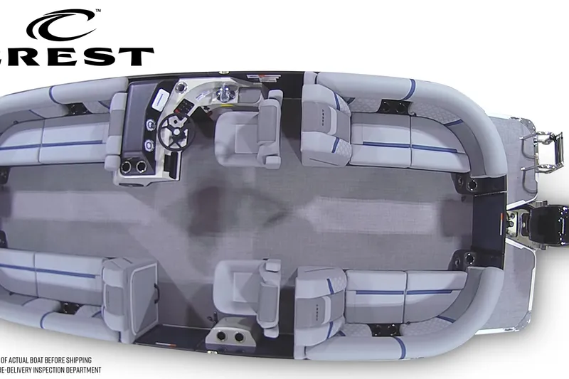Slide: The Image of 2026 Crest Conquest 230 SLC pontoon boat interior, featuring spacious seating and modern design. - 6