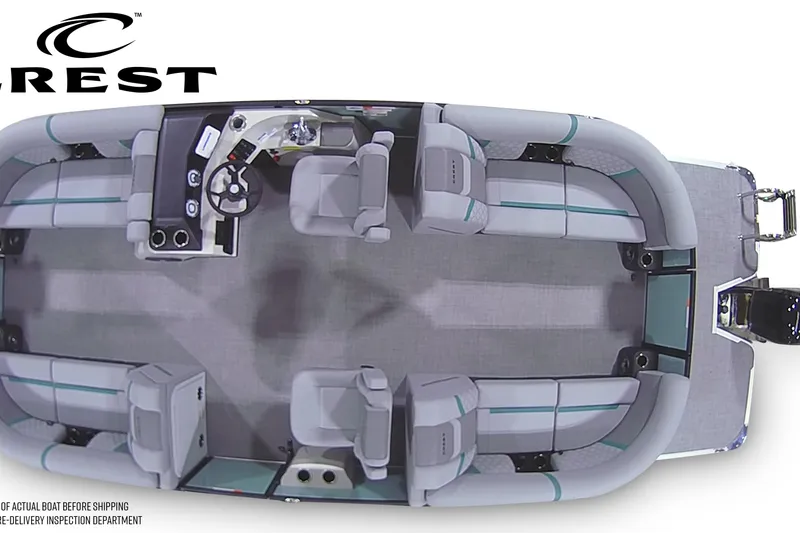 Slide: The Image of Top view of 2026 Crest Conquest 230 SLC pontoon boat interior layout. - 5