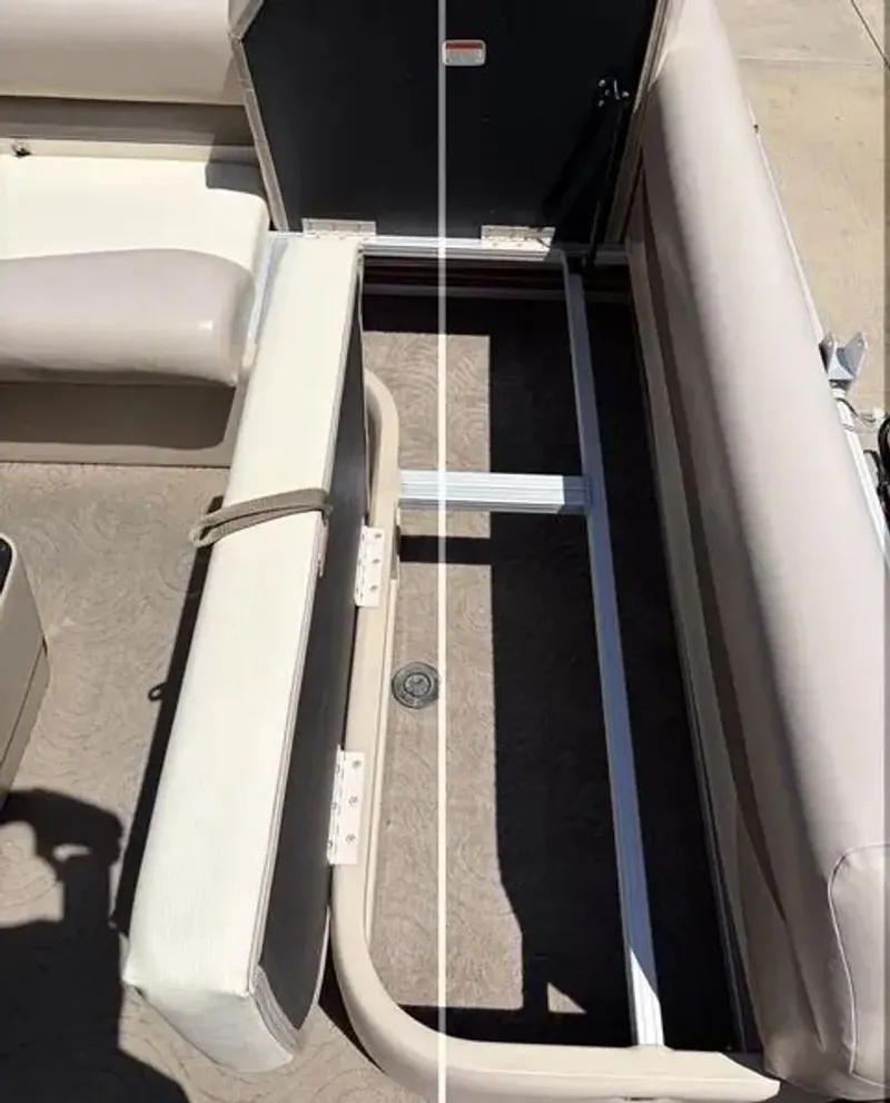 Slide: The Image of Interior of a 2014 Sun Tracker Bass Buggy pontoon boat. - 9