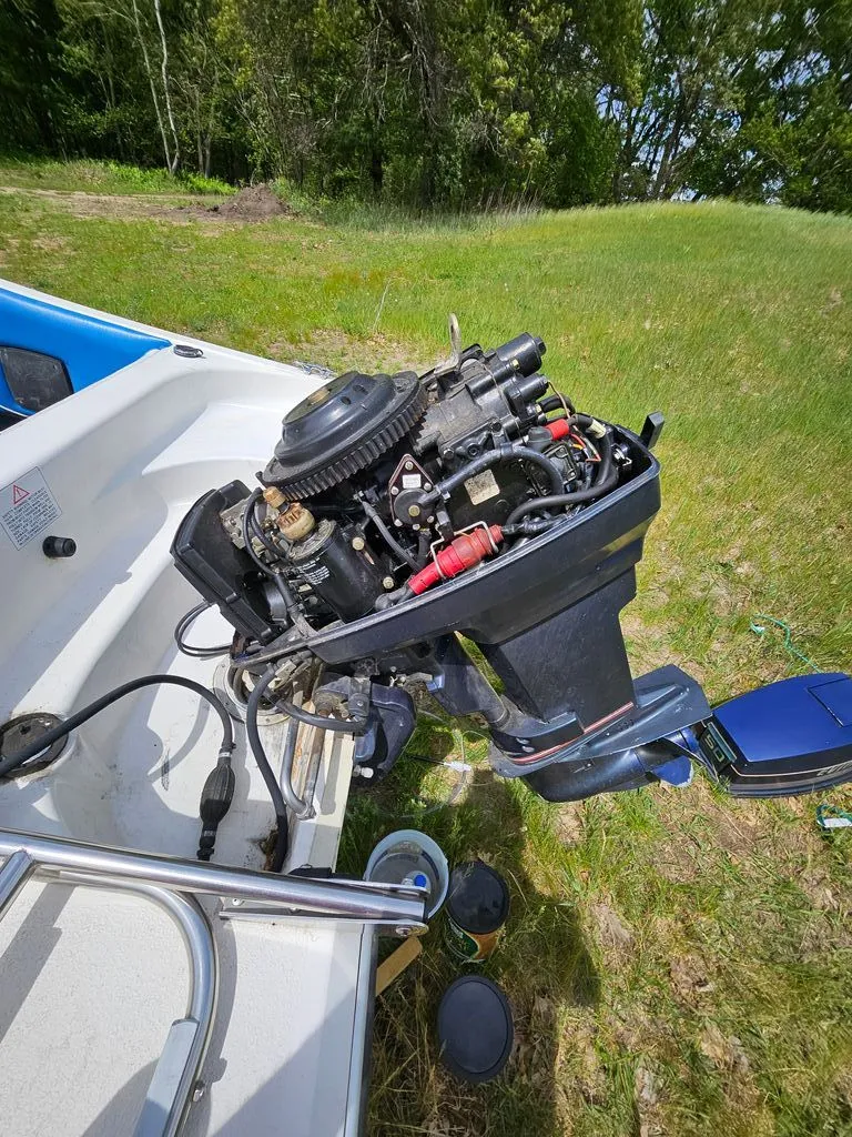 Slide: The Image of Outboard motor of a 1991 Sunbird Corsair on grassy area. - 13