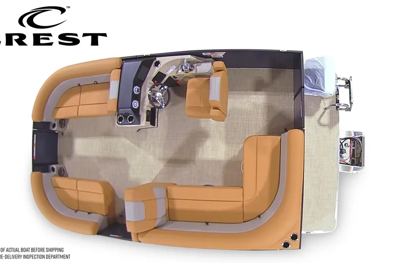 Slide: The Image of Top view of 2026 Crest Conquest SE 180 boat interior with tan seating. - 6