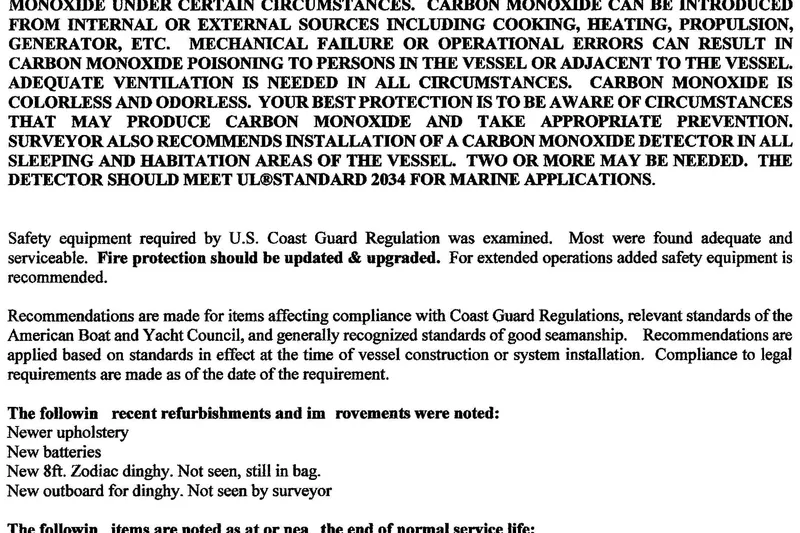 Slide: The Image of Safety recommendations and equipment updates for a 2000 Bavaria Sloop vessel. - 17