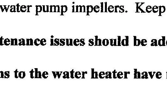 Slide: The Image of Text discussing maintenance issues related to water pump impellers and water heater connections. - 21