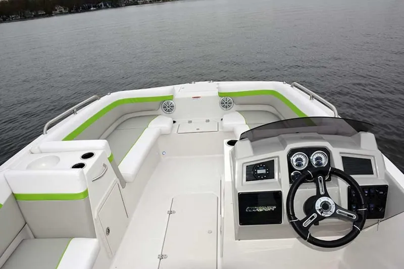 Slide: The Image of Manufacturer Provided Image: 2022 Starcraft SVX 171 OB boat interior with steering console and seating. - 5