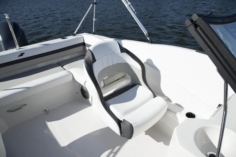 Slide: The Image of Manufacturer Provided Image: 2022 Starcraft SVX 171 OB boat interior with white and gray seating. - 8