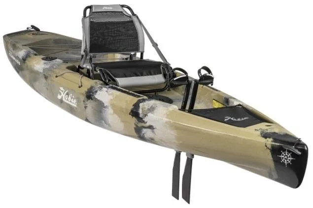 The Image of 2023 Hobie Mirage Compass kayak in camouflage design with pedal drive system. - 1