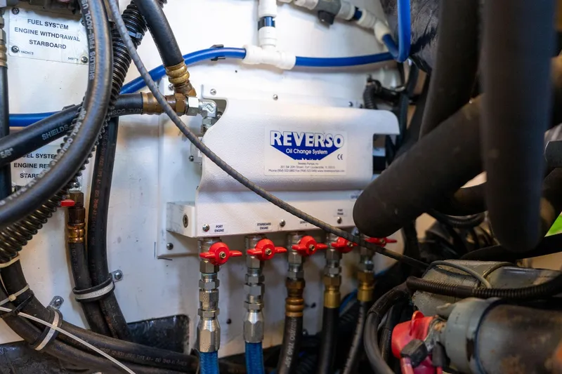 Slide: The Image of Engine room of 1998 Tiara Yachts 3500 Express with Reverso oil change system. - 71