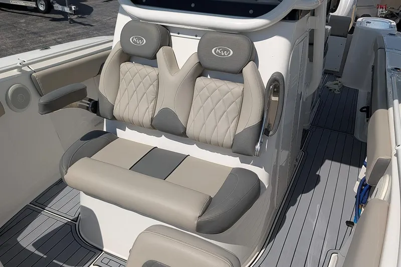 Slide: The Image of 2025 Key West 260 Center Console boat interior with stylish seating and modern design. - 20