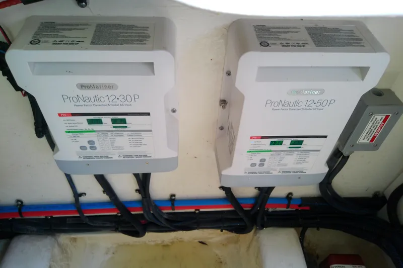 Slide: The Image of ProMariner ProNautic chargers in 2019 Sea Ray SLX 400 Outboard boat engine room. - 57