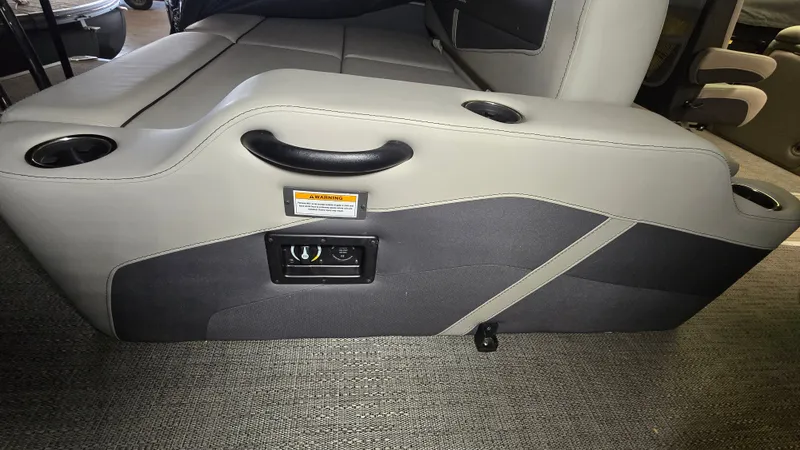 Slide: The Image of Interior of 2024 Barletta CABRIO 22 UC with bench seat and cup holders. - 14