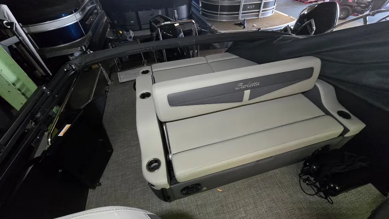 Slide: The Image of Interior of 2024 Barletta CABRIO 22 UC with gray seating. - 5