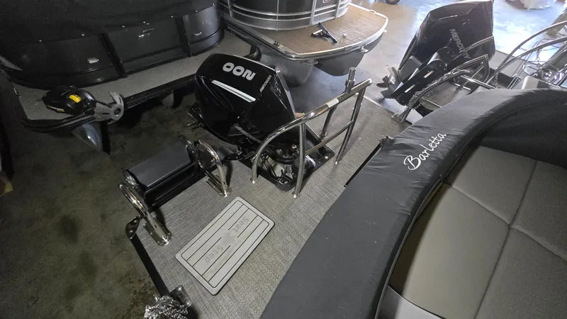 Slide: The Image of 2024 Barletta CABRIO 22 UC pontoon boat with outboard motor. - 7