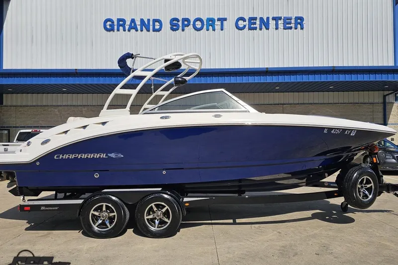 Slide: The Image of 2016 Chaparral 244 Sunesta boat on trailer at Grand Sport Center. - 3