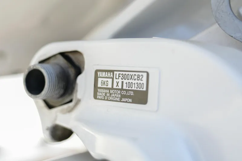 Slide: The Image of Close-up of Yamaha motor label on 2024 NauticStar 292 Legacy boat. - 28
