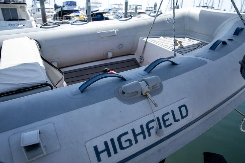 Slide: The Image of Inflatable boat "Highfield" docked near a 1994 Morgan Catalina 38 yacht. - 15