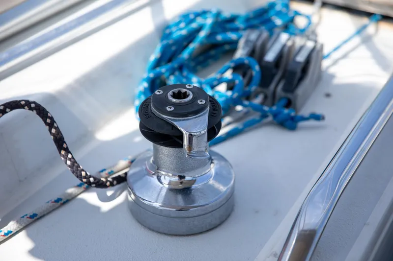 Slide: The Image of Winch and ropes on 1994 Morgan Catalina 38 sailboat deck. - 9