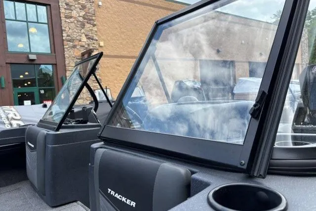 Slide: The Image of 2025 Tracker Targa V-19 WT Tournament Edition boat windshield and interior view. - 3
