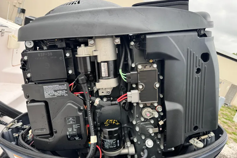 Slide: The Image of Close-up of a 2003 Grady-White Advance 257 boat engine components. - 27