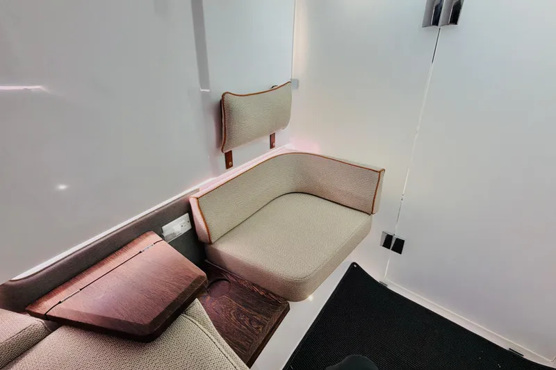 Slide: The Image of Interior seating of 2020 Axopar 37 XC Cross Cabin, featuring modern design and comfort. - 34