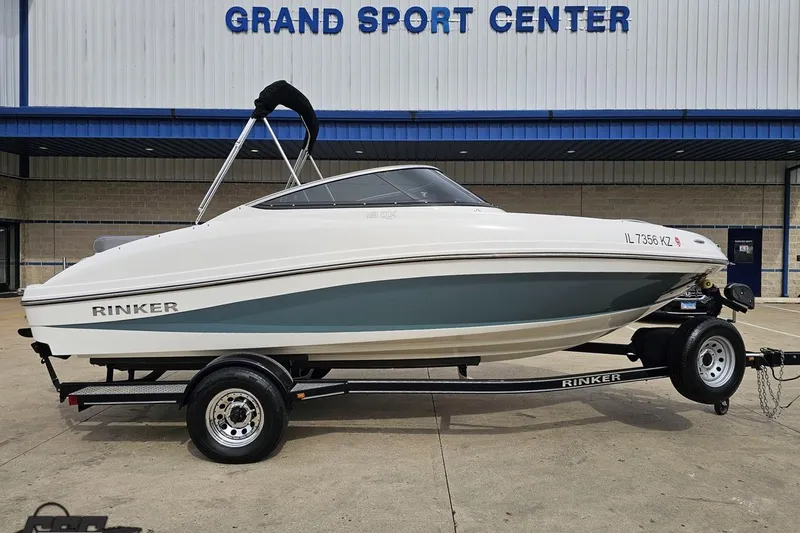 Slide: The Image of 2020 Rinker 19QX BR boat on trailer at Grand Sport Center. - 3