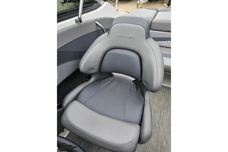 Slide: The Image of Gray seating in 2020 Rinker 19QX BR boat, featuring ergonomic design and premium materials. - 82