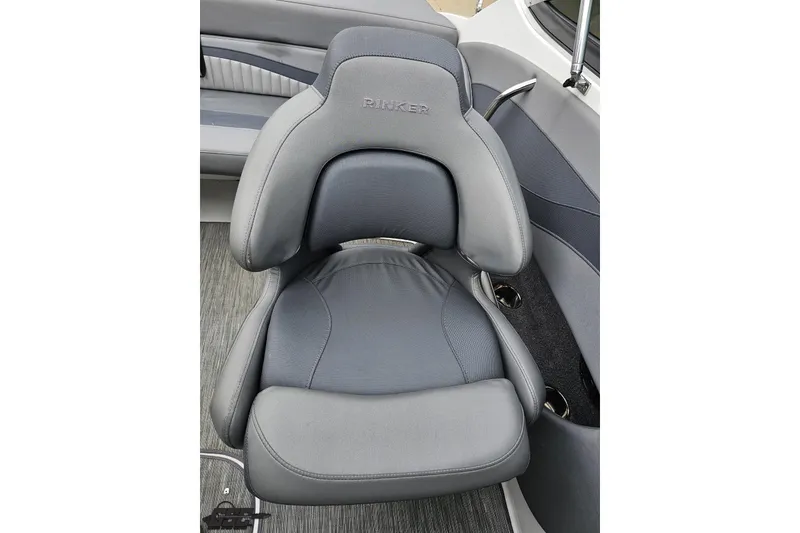 Slide: The Image of 2020 Rinker 19QX BR boat seat, gray upholstery, modern design. - 83