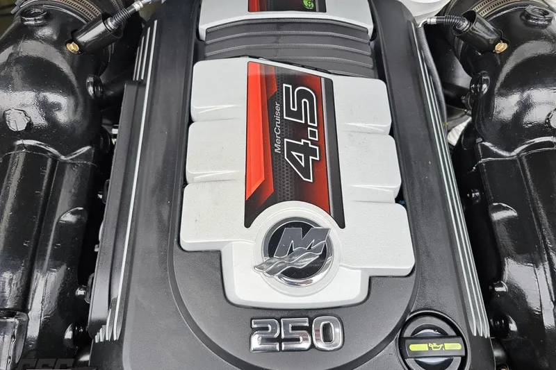 Slide: The Image of Engine of 2020 Rinker 19QX BR boat, featuring MerCruiser 4.5L, 250 horsepower. - 93