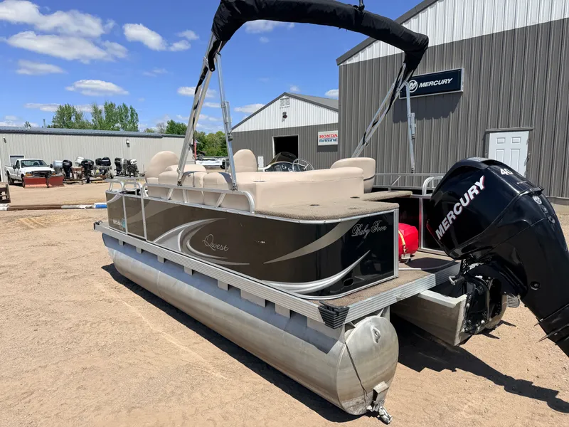 Slide: The Image of 2013 Qwest 7516 Adventure pontoon boat with 40HP Mercury engine. - 44