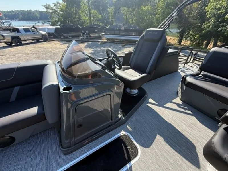 Slide: The Image of Interior of 2026 Sylvan X3 CLZ DH pontoon boat by the lake. - 16