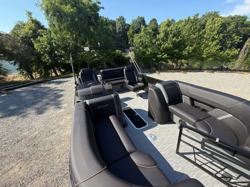 Slide: The Image of Interior of the 2026 Sylvan X3 CLZ DH pontoon boat. - 22
