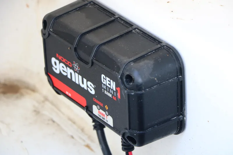 Slide: The Image of NOCO Genius GEN1 battery charger on 2018 Tahoe 450 TF boat. - 38
