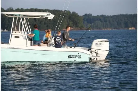 Slide: The Image of 2023 Carolina Skiff 23 Ultra Elite fishing on the water. - 2