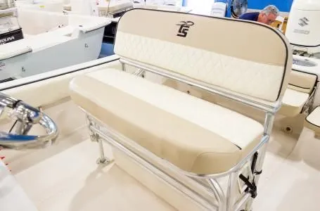 Slide: The Image of 2023 Carolina Skiff 23 Ultra Elite boat seat in beige. - 4