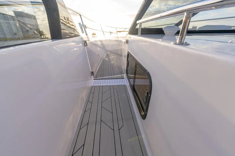Slide: The Image of Sleek deck view of 2027 Hanover 387 yacht, showcasing modern design and craftsmanship. - 11