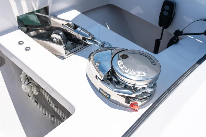 Slide: The Image of Anchor winch on 2026 Twin Vee 400 GFX2 CC boat deck. - 7