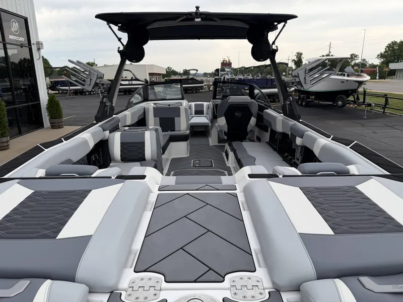 Slide: The Image of Interior of a 2023 Malibu 26LSV boat, luxurious design. - 10