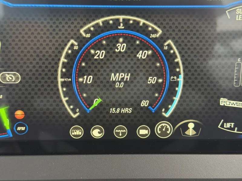 Slide: The Image of Dashboard of 2023 Malibu 26LSV showing speedometer. - 17