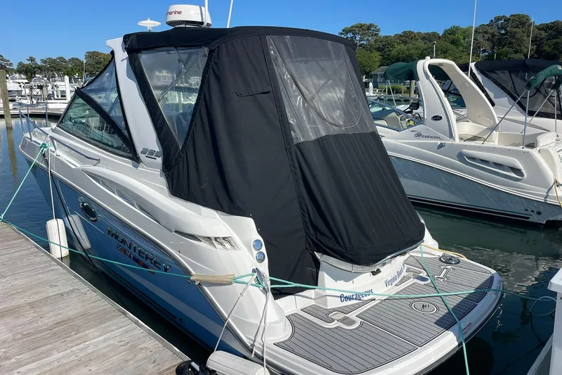 Slide: The Image of 2022 MONTEREY 295 SPORT YACHT PROFILE WITH AFT ENCLOSURES - 2