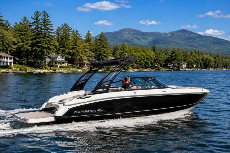 The Image of 2026 Chaparral SSX 4 boat on a scenic lake. - 1