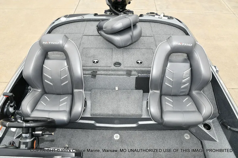 Slide: The Image of Interior of 2020 Nitro Z19 Pro boat with gray seats. - 12
