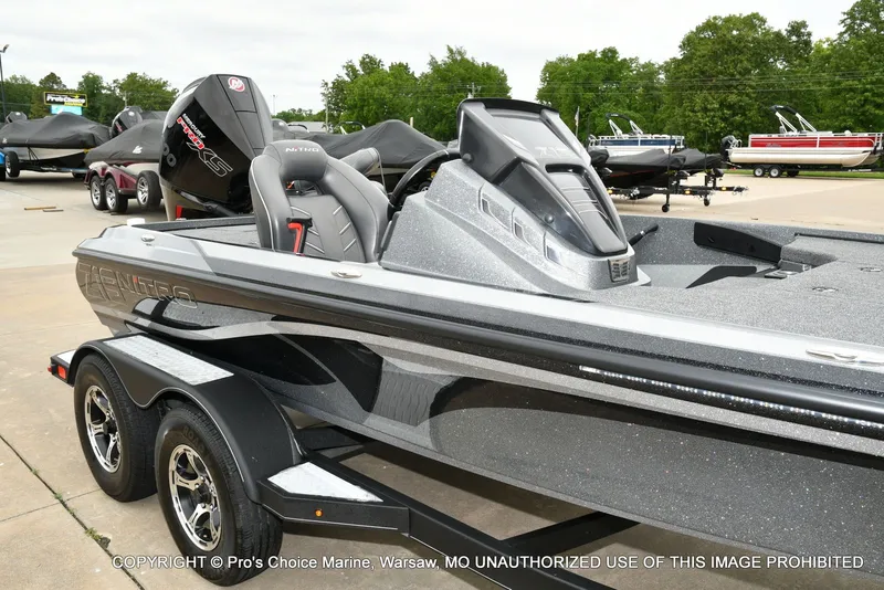 Slide: The Image of 2020 Nitro Z19 Pro boat on trailer outdoors. - 13