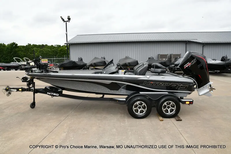 Slide: The Image of 2020 Nitro Z19 Pro boat on trailer, side view. - 26
